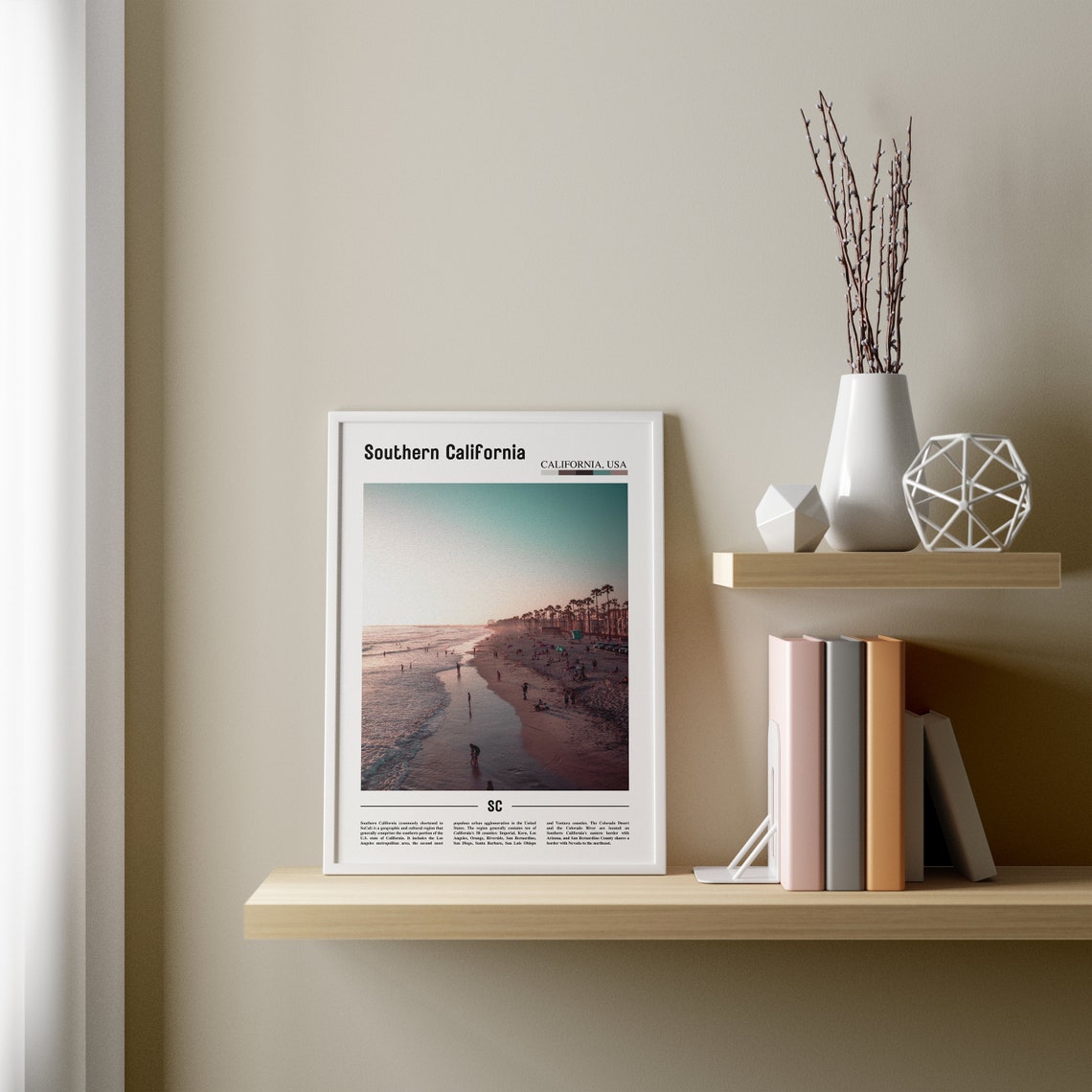 Southern California Poster Southern California Print Southern California Wall Art Minimal Travel Print Oil Painting Poster - Image 3
