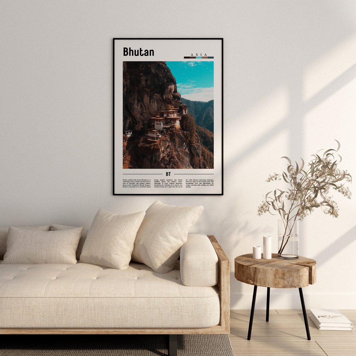 Bhutan Poster Bhutan Print Bhutan Wall Art Asia Print Asia Poster Asia Photo Minimal Travel Poster - Image 2