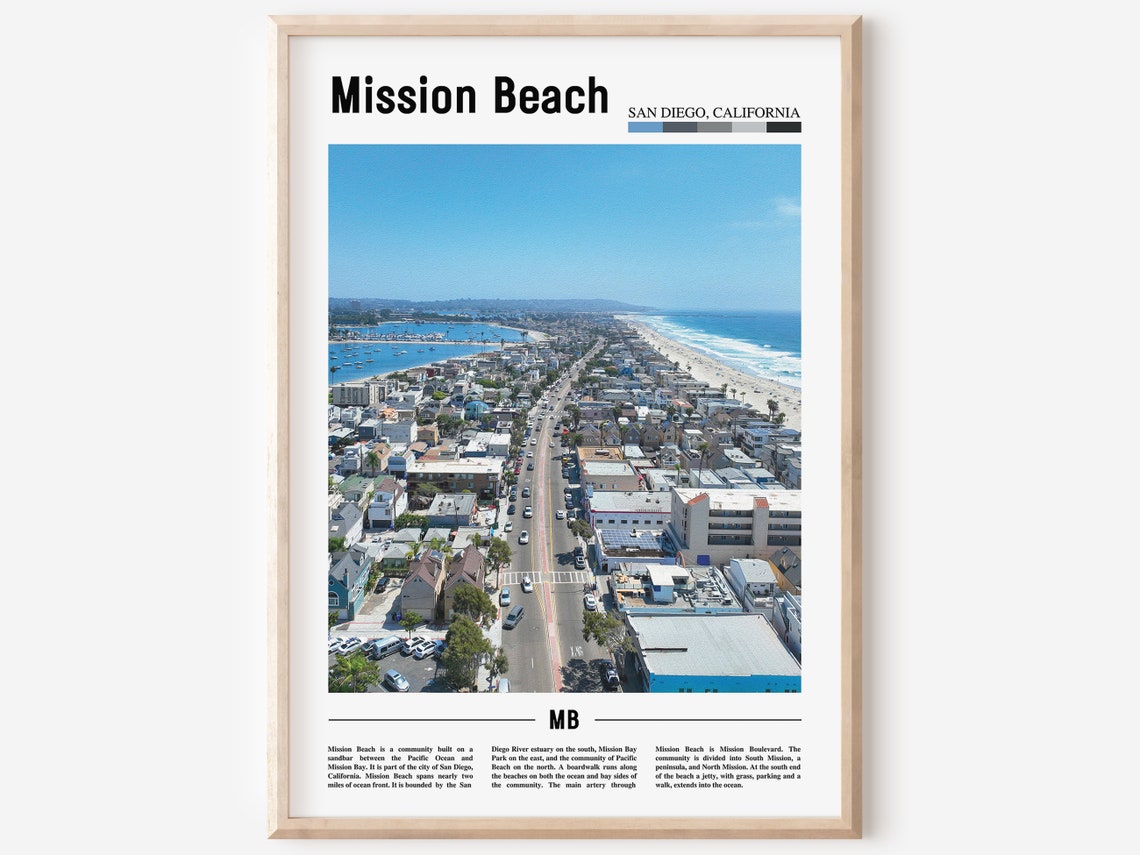 Mission Beach Print Mission Beach Poster Mission Beach Wall Art Oil Painting Poster City Artwork Travel Artwork Travel Wall Art