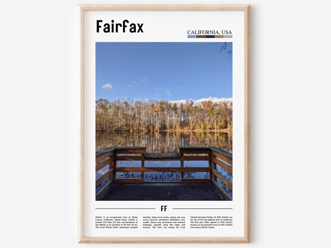 Fairfax Print Fairfax Poster Fairfax Wall Art Minimal Travel Print Minimal City Poster Travel Destination City Print Oil Painting Poster