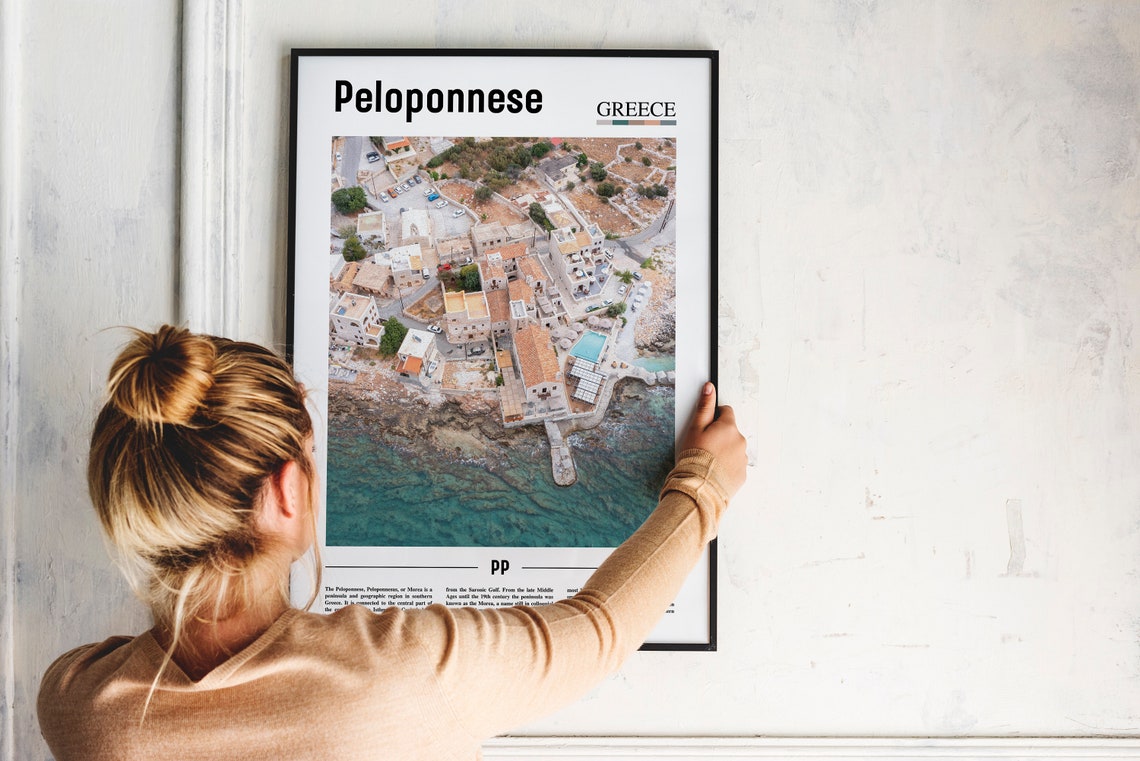 Peloponnese Print Peloponnese Poster Peloponnese Wall Art Oil Painting Poster City Print City Artwork Travel Artwork Travel Wall Art - Image 4