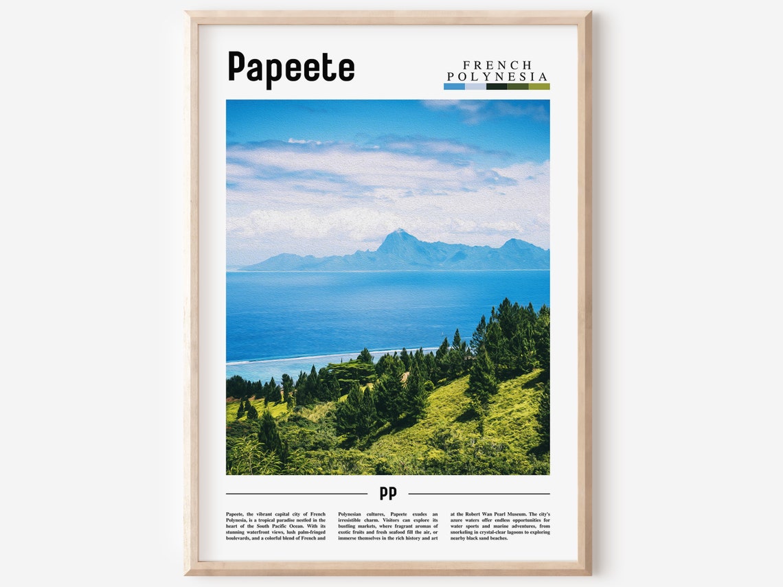 Papeete Poster Papeete Print Papeete Wall Art Minimal Travel Print Travel Destination Oil Painting Poster