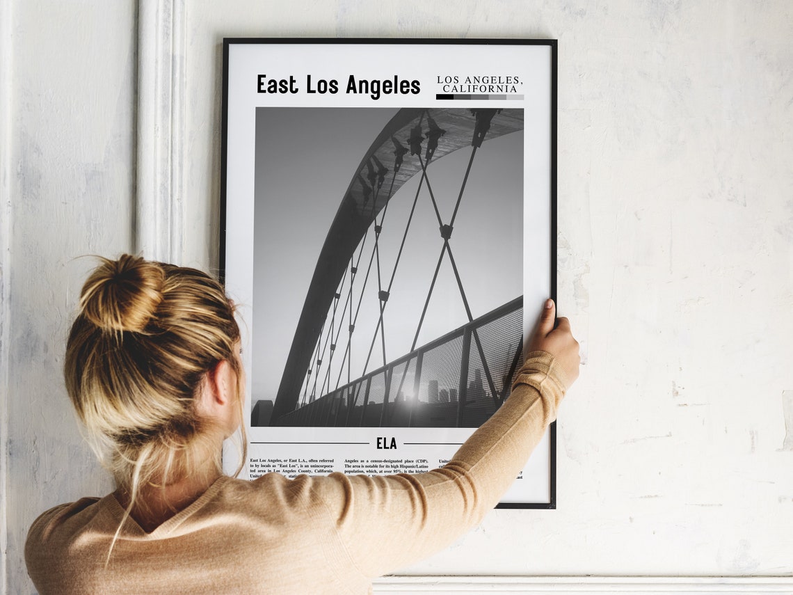 East Los Angeles Poster Black And White East Los Angeles Print Black And White East Los Angeles Wall Art Minimal Travel Print - Image 5