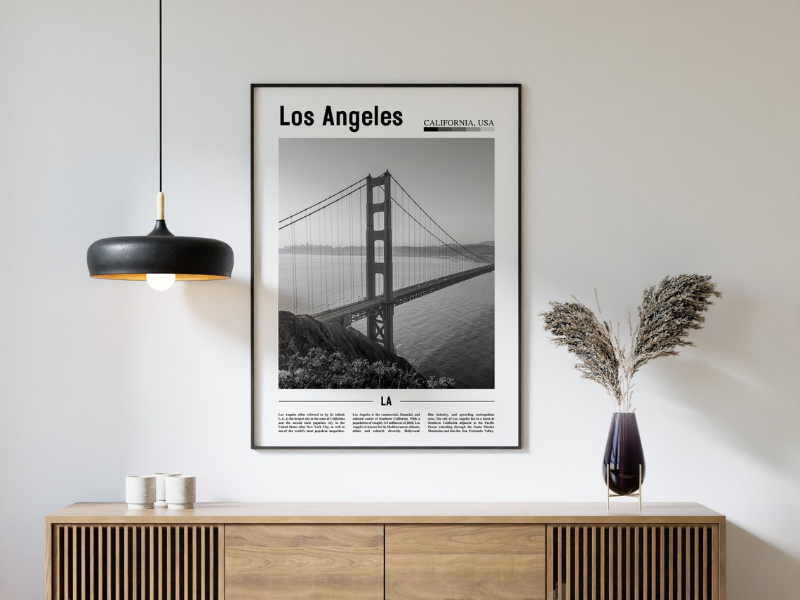 Los Angeles Poster Black And White Los Angeles Print Black And White Los Angeles Wall Art Minimal Travel Print Travel Poster - Image 4