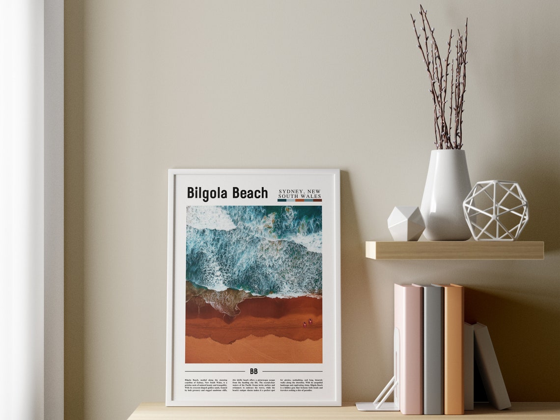 Bilgola Beach Poster Bilgola Beach Print Bilgola Beach Wall Art Minimal Travel Print Travel Destination Oil Painting Poster - Image 3