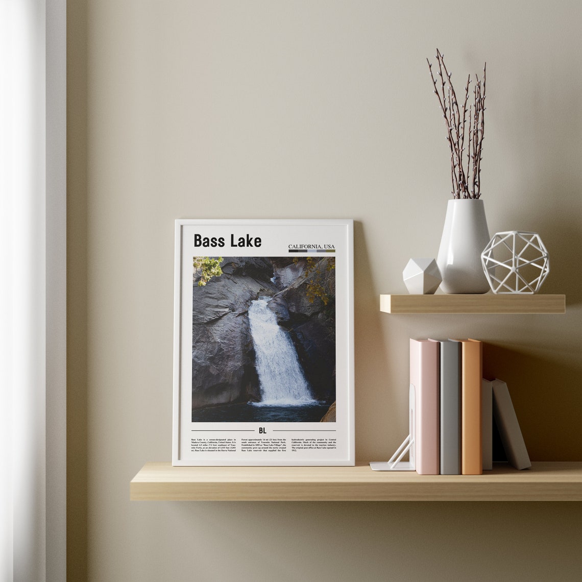 Bass Lake Print Bass Lake Poster Bass Lake Wall Art Minimal Travel Print Minimal City Poster Travel Destination Oil Painting Poster - Image 2
