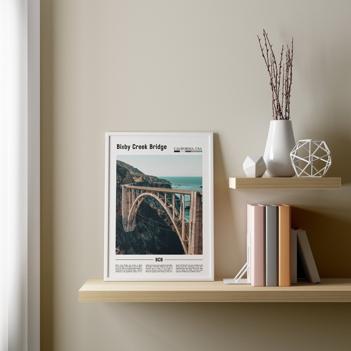 Bixby Creek Bridge Print Bixby Creek Bridge Poster Bixby Creek Bridge Wall Art Minimal Travel Print Minimal City Poster Oil Painting Poster - Image 3