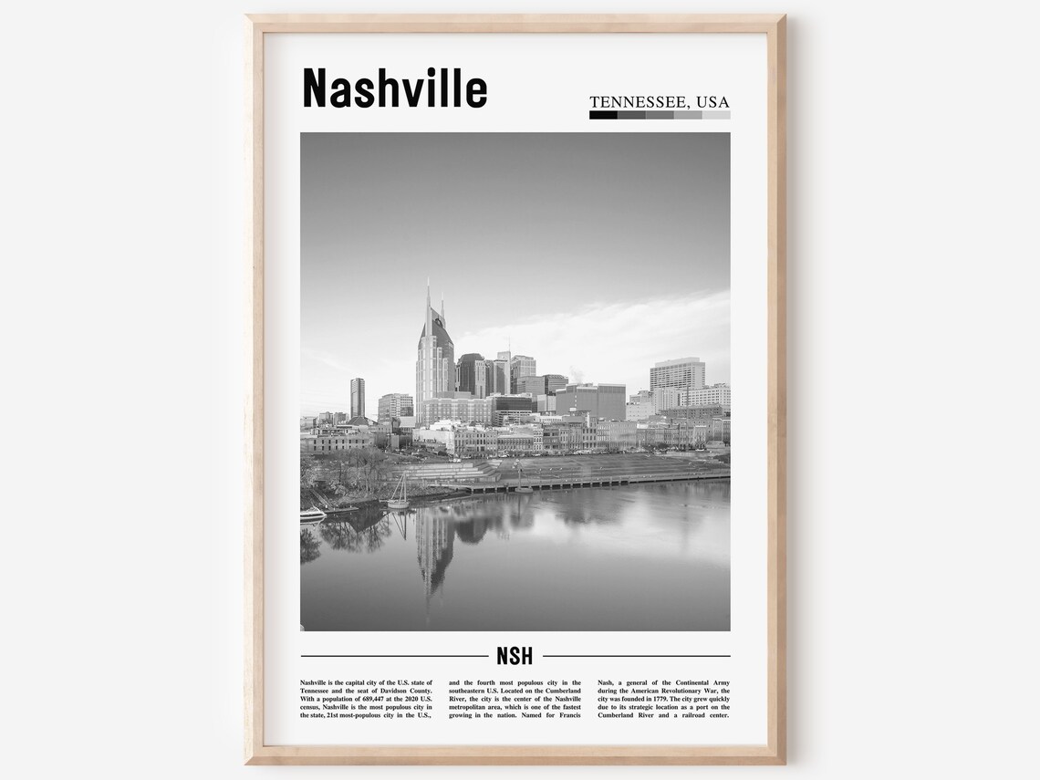 Nashville Poster Black And White Nashville Print Black And White Nashville Wall Art Minimal Travel Print Travel Poster