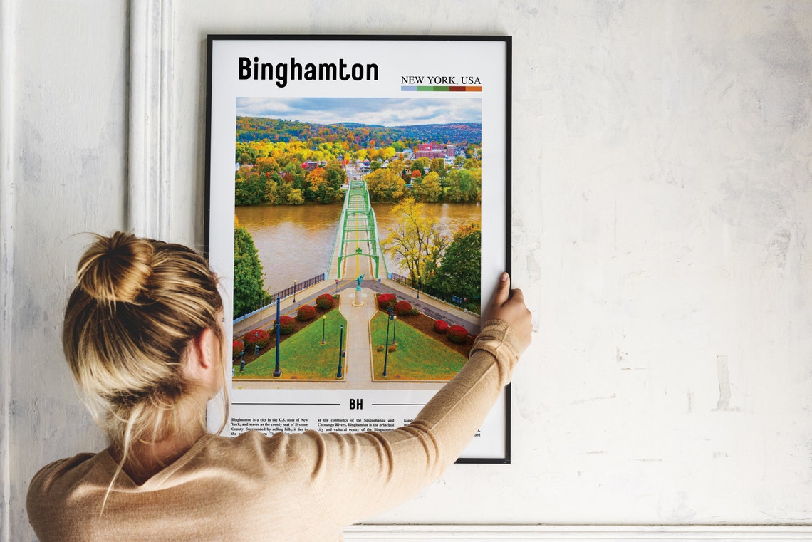 Binghamton Print Binghamton Poster Binghamton Wall Art Oil Painting Poster Colorful City Print City Artwork Travel Artwork Travel Art - Image 5