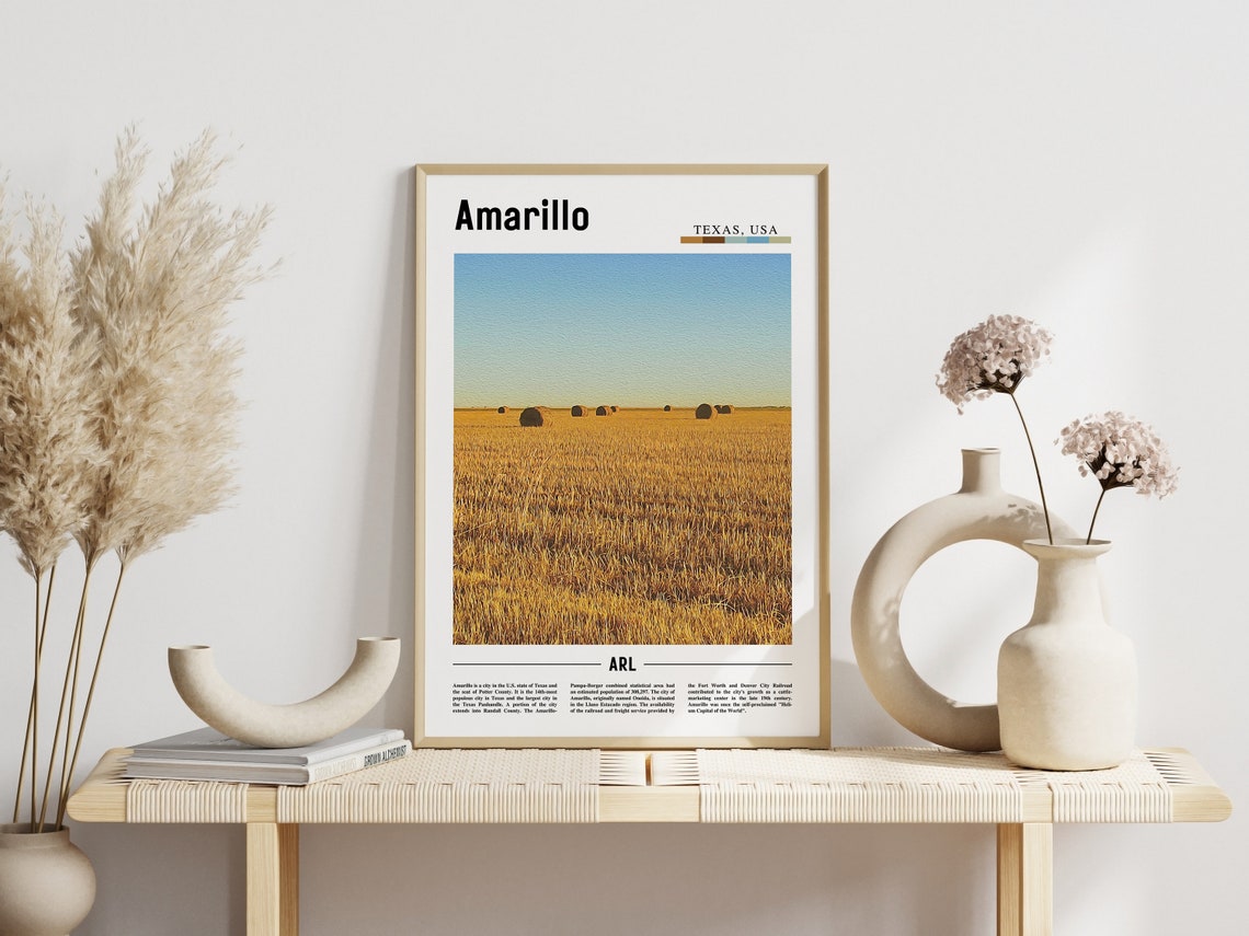 Amarillo Print Amarillo Poster Amarillo Wall Art Minimal Travel Print Minimal City Poster Travel Destination Print Oil Painting Poster - Image 5