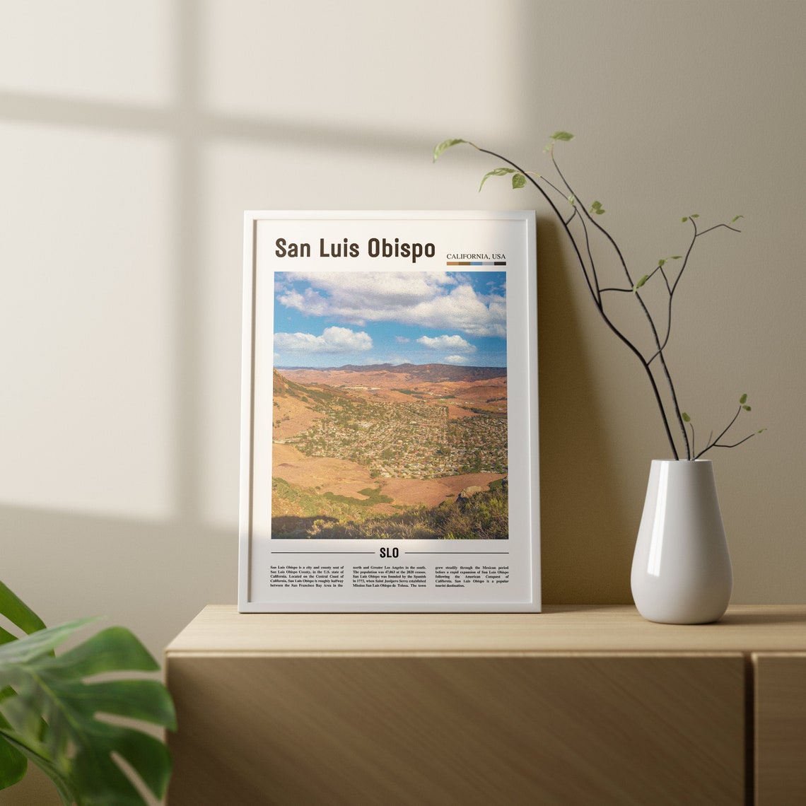 San Luis Obispo Print San Luis Obispo Poster San Luis Obispo Wall Art Oil Painting Poster Colorful City Print Travel Artwork Travel Art - Image 3