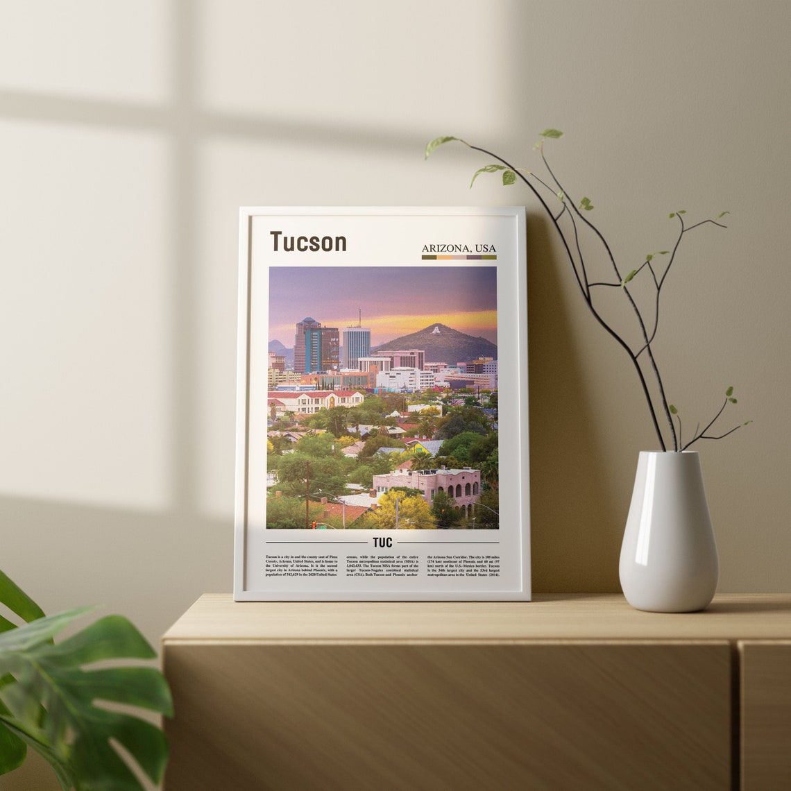 Tucson Print Tucson Poster Tucson Wall Art Oil Painting Poster Colorful City Print City Artwork Travel Artwork Travel Wall Art - Image 2