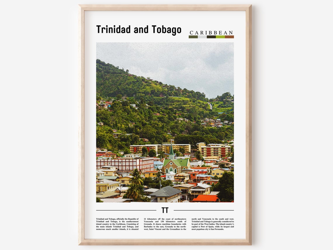 Trinidad And Tobago Poster Trinidad And Tobago Print Trinidad And Tobago Wall Art Minimal Travel Print Travel Oil Painting Poster