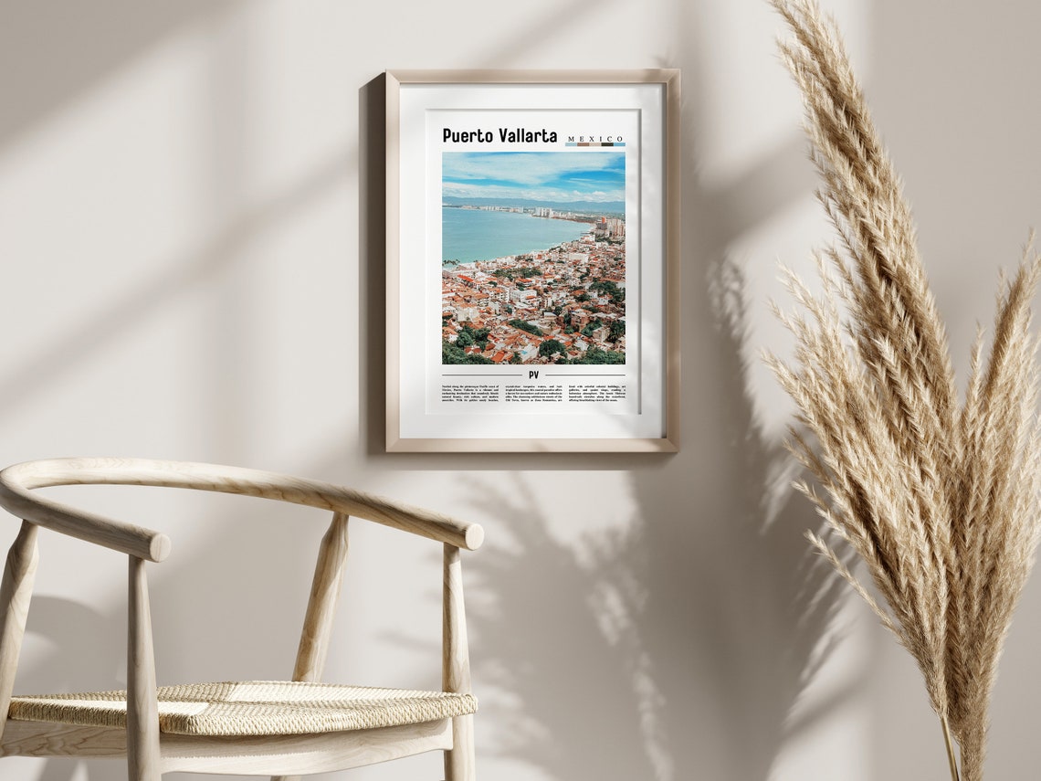 Puerto Vallarta Poster Puerto Vallarta Print Puerto Vallarta Wall Art Minimal Travel Print Travel Destination Oil Painting Poster - Image 2
