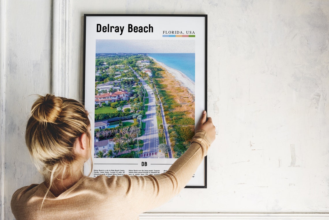Delray Beach Print Delray Beach Poster Delray Beach Wall Art Oil Painting Poster City Print City Artwork Travel Artwork Travel Wall Art - Image 4