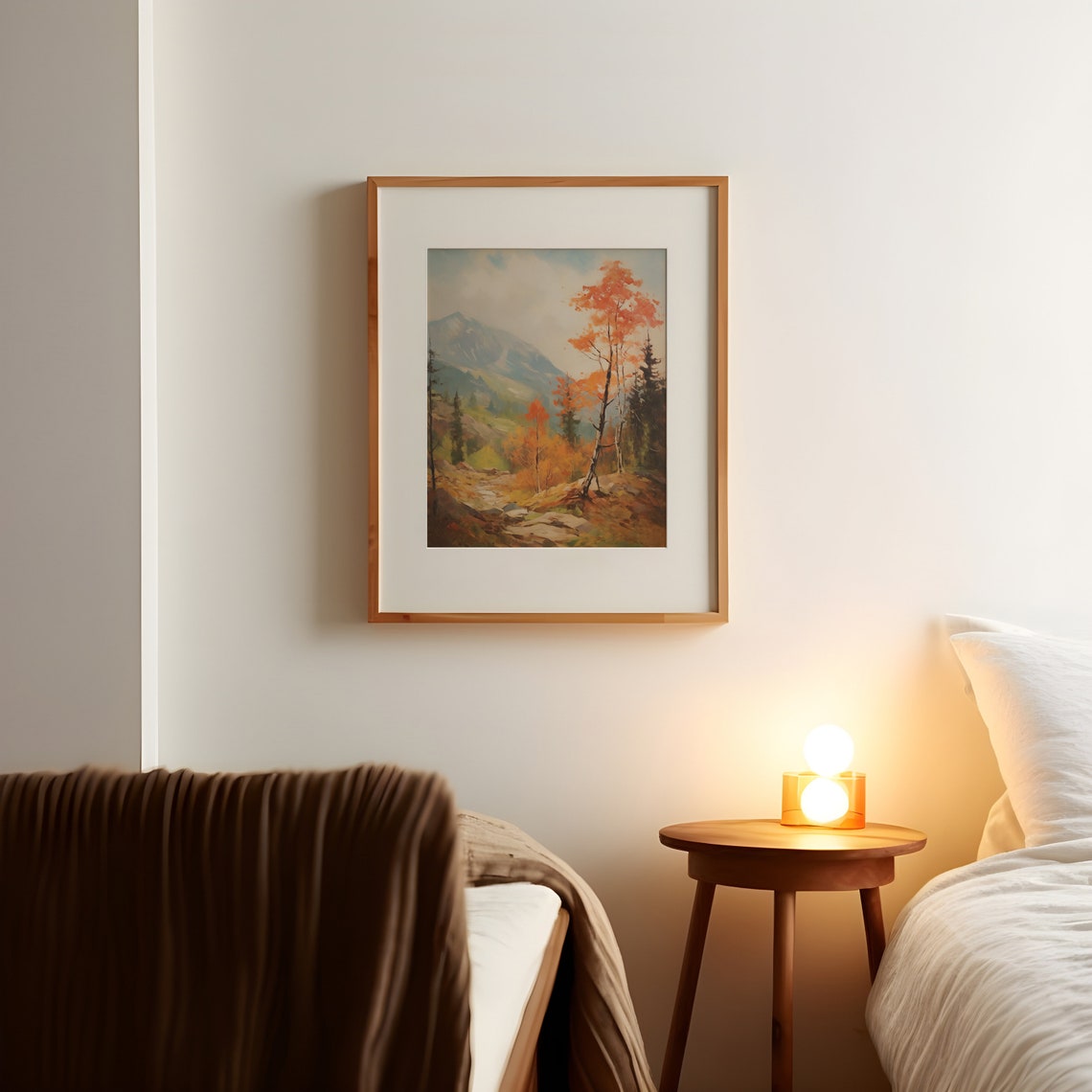 Autumn Mountain Valley Orange Trees Vintage Fall Landscape Poster - Image 3