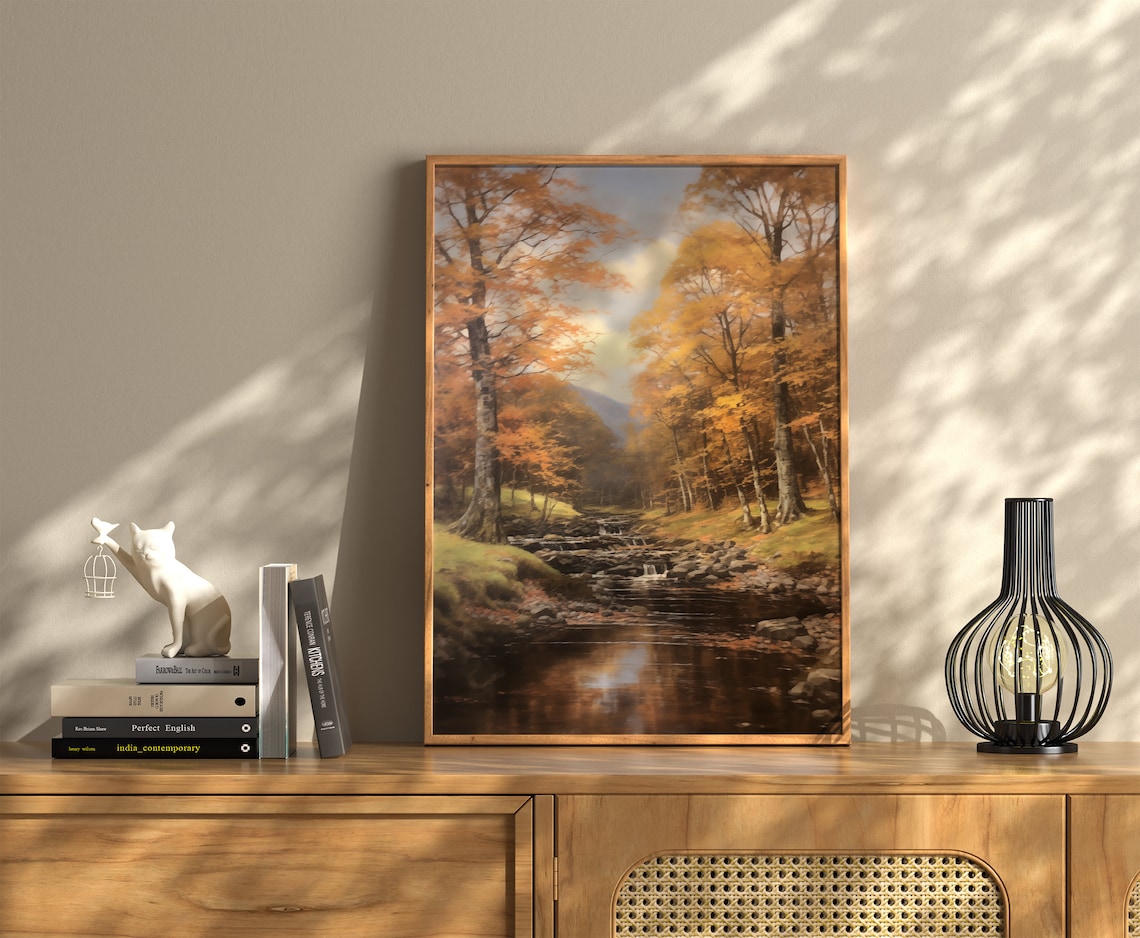 Vintage Autumn Moody Forest Art Print, Rustic Fall - Image 3