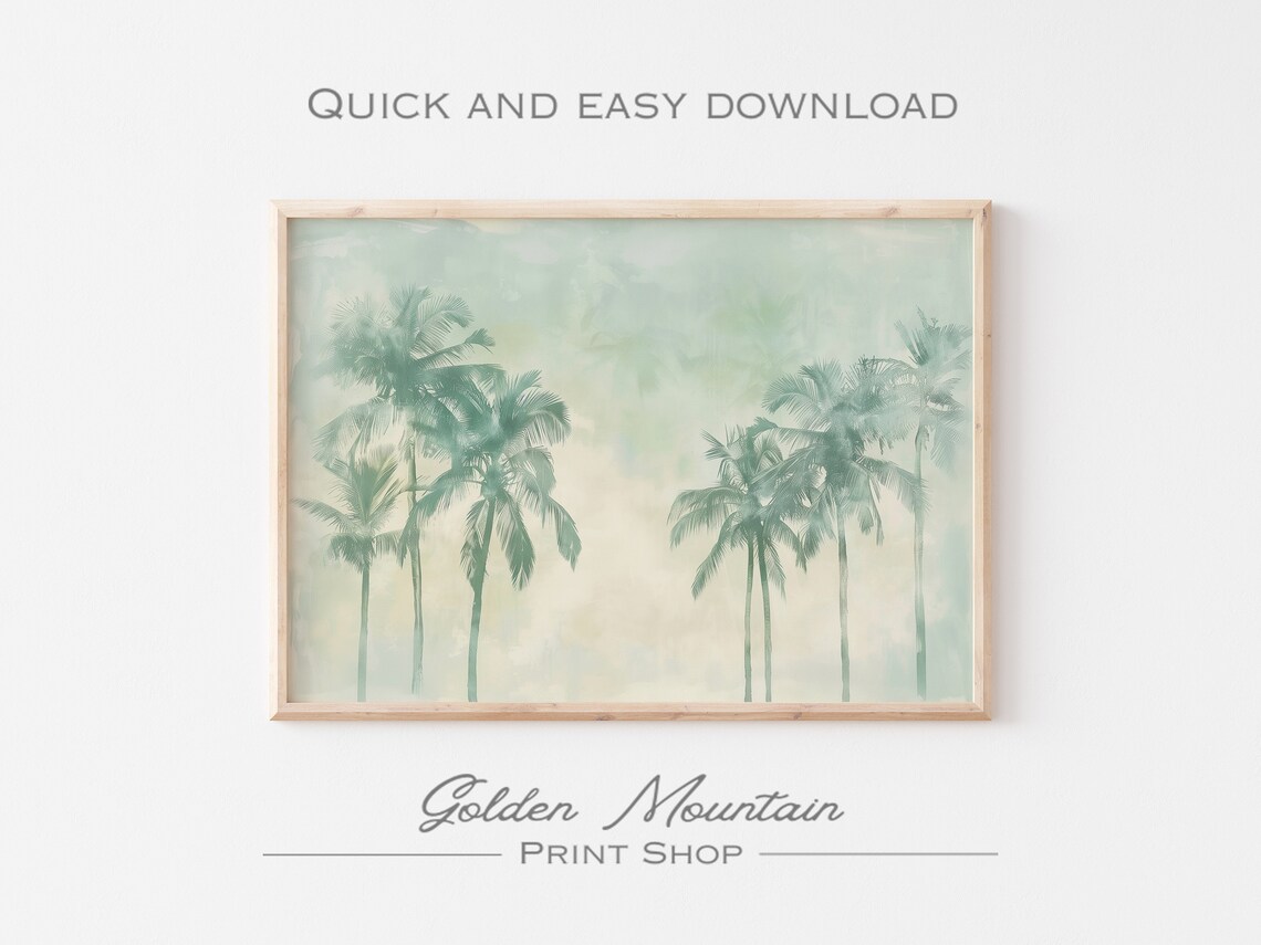 Neutral Palm Tree Print, Coastal Summer Minimalist Art - Image 2