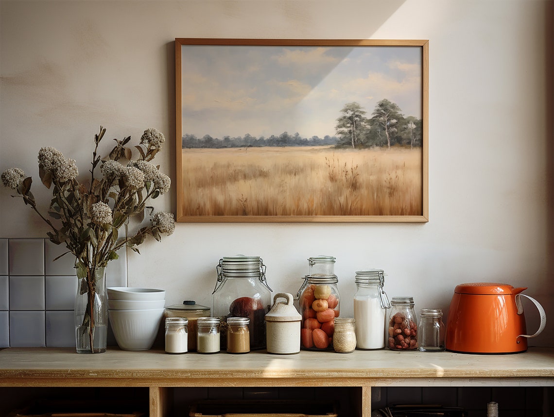 Golden Wheat Field and Tall Trees Soft Summer Countryside Poster - Image 3