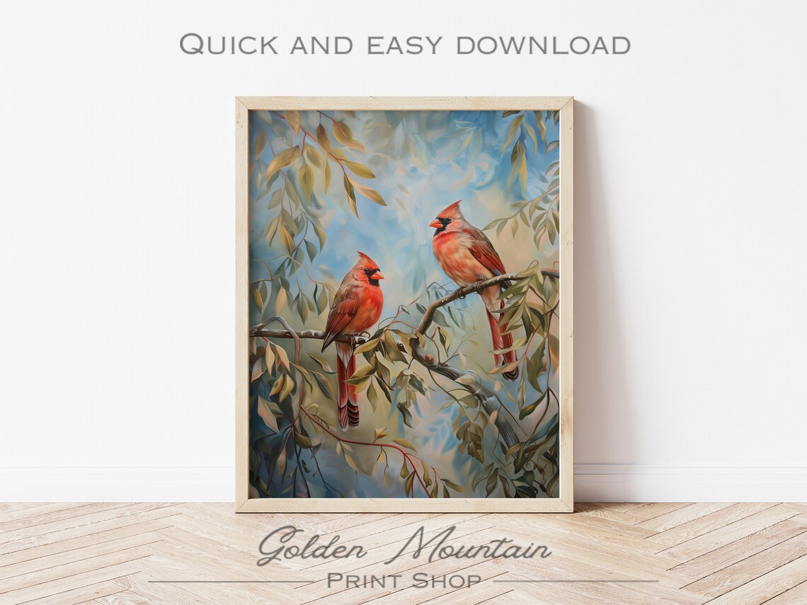 Vintage Cardinal Bird Art Print, Farmhouse Rustic Country - Image 3