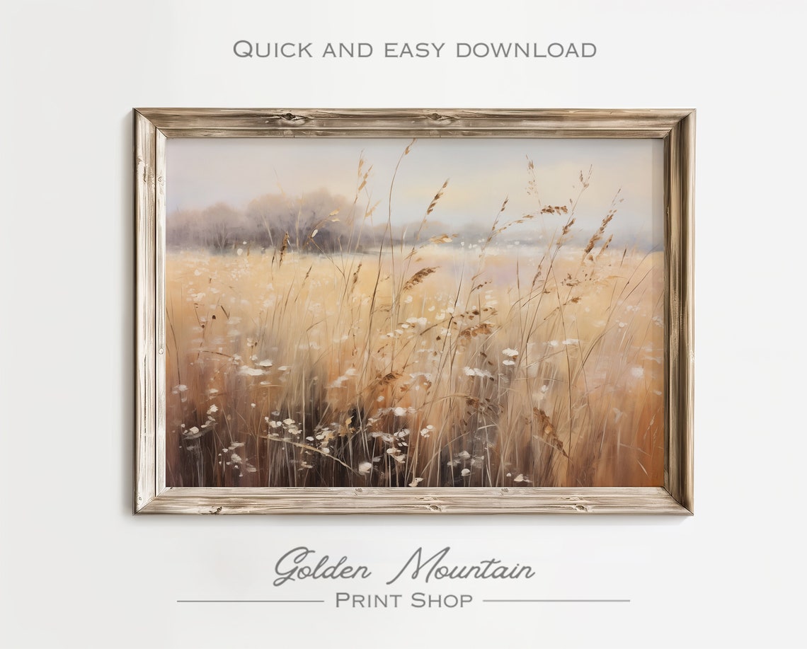 Golden Wheat Field with Wildflowers in Warm Autumn Meadow Poster - Image 2