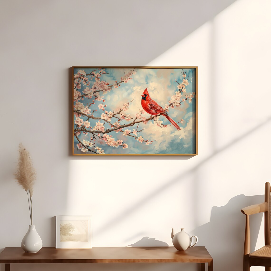 Vintage Spring Bird Cherry Blossom Art Print - Image 2
