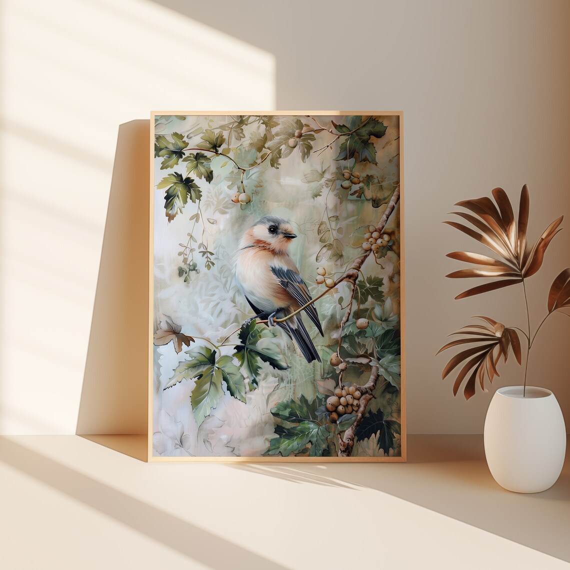 Farmhouse Bird Nursery Wall Art Vintage Girls Room Print Spring Flower Oil Painting Rustic Cottagecore Nature Animal Artwork - Image 3