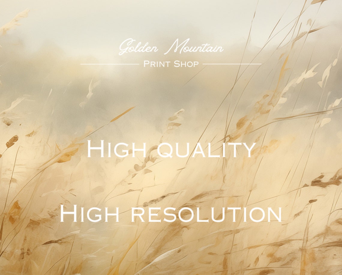 Windswept Golden Grass Field in Minimalist Autumn Wall Poster - Image 2