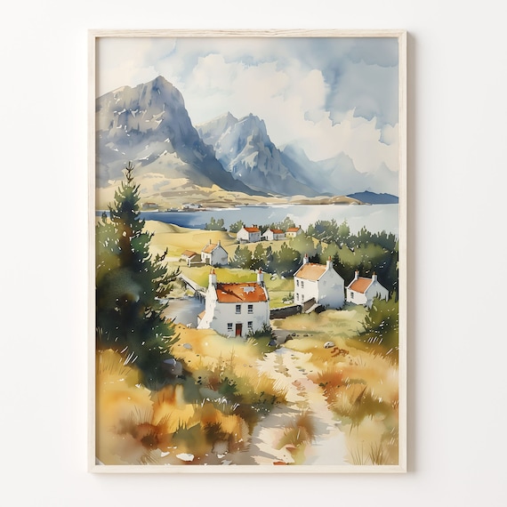 Isle Of Islay Watercolor Painting, Scotland Travel Poster