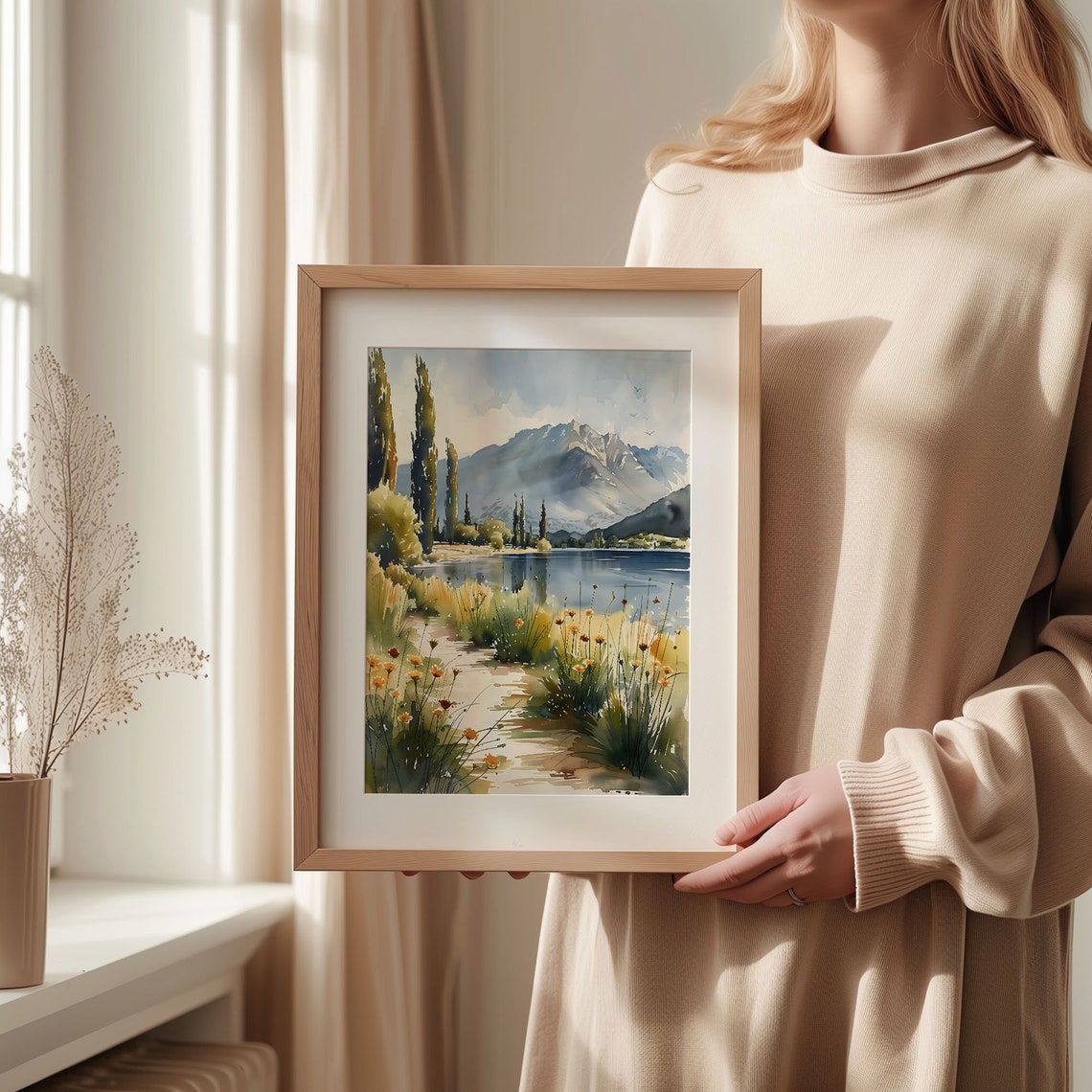 Lake Taupo Watercolor Painting New Zealand Wall Art Lake Taupo Poster Watercolor Print Travel Decor C30 14 - Image 2