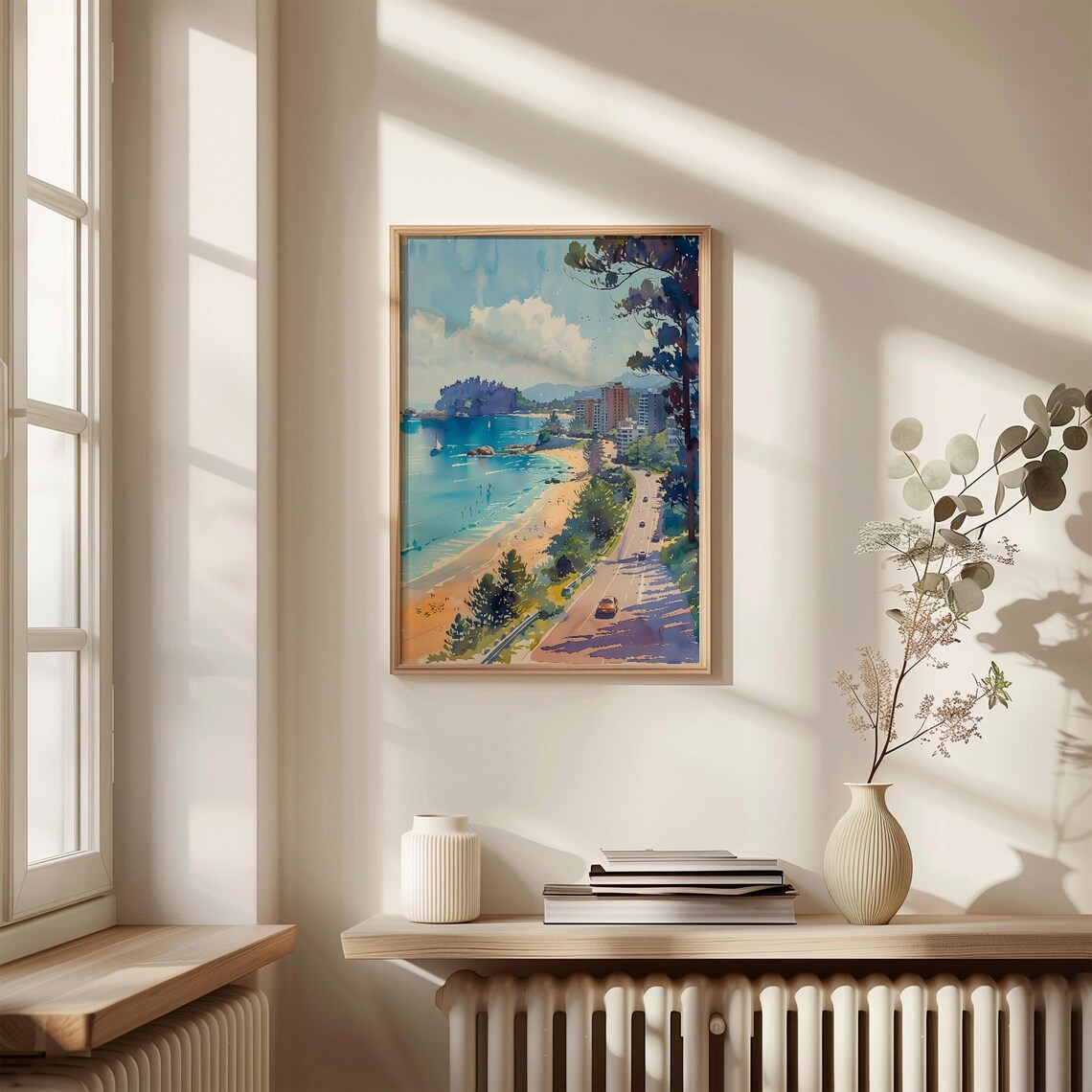 Mount Maunganui New Zealand Beach Watercolor Painting Poster - Image 4