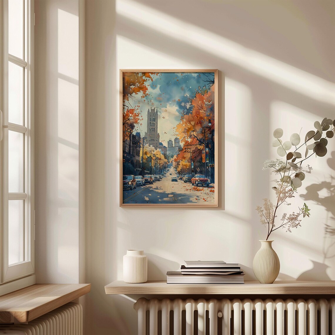 Winnipeg Autumn Downtown Street Fall Foliage Watercolor Poster - Image 4