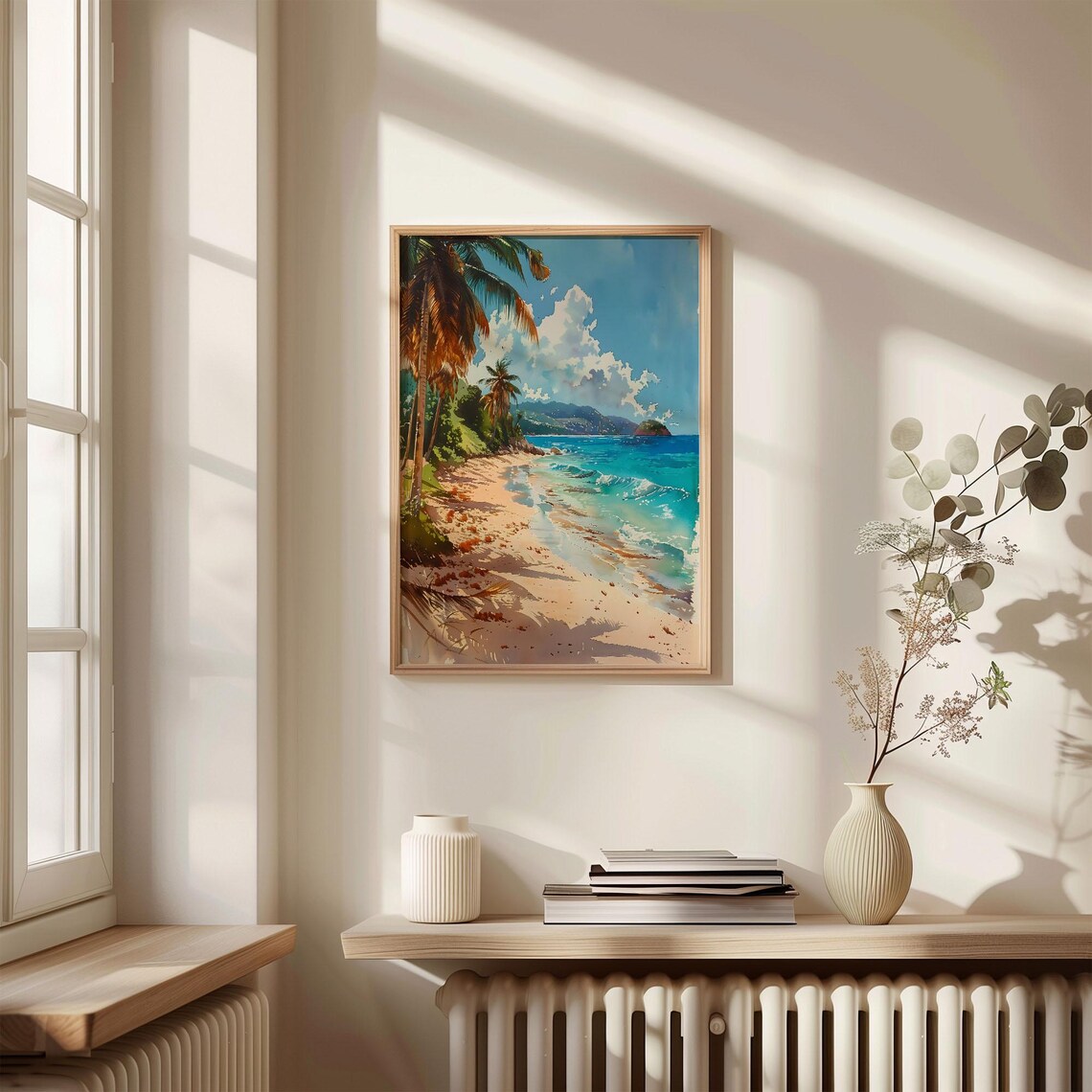 Belize Caribbean Turquoise Sea Beach Watercolor Painting Poster - Image 4
