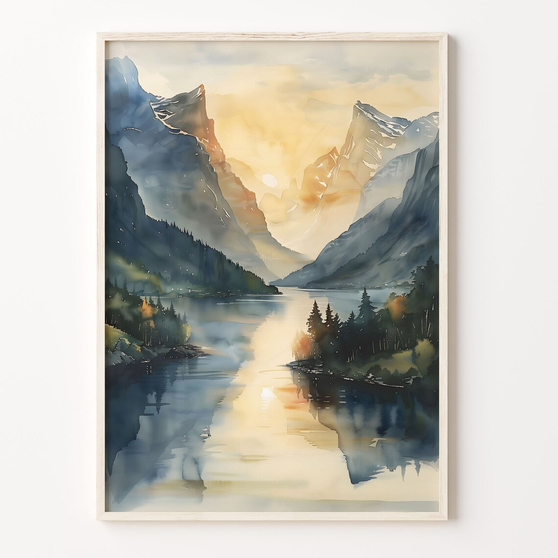 The Fjords Watercolor Wall Art Print