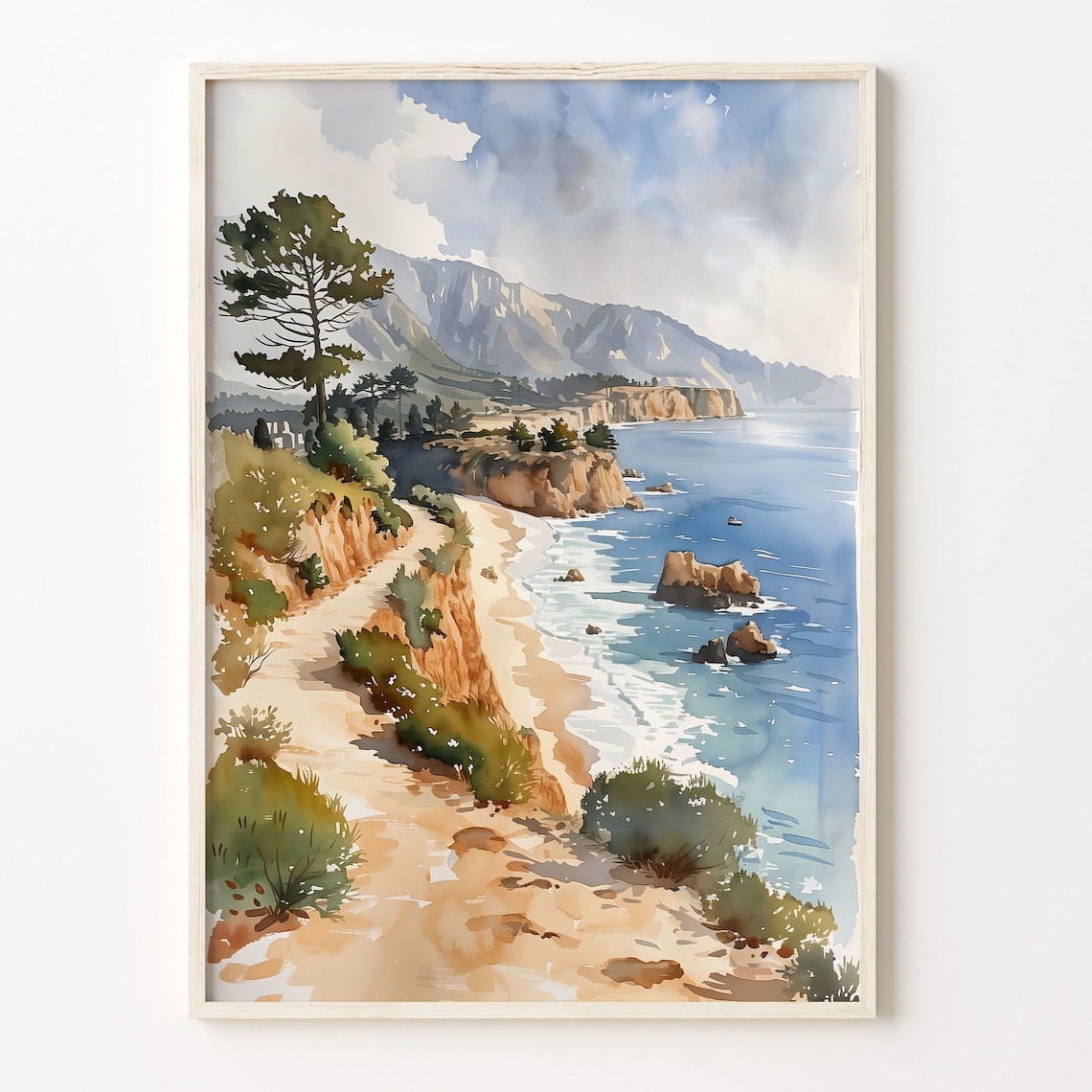 Pebble Beach California Watercolor Art Print
