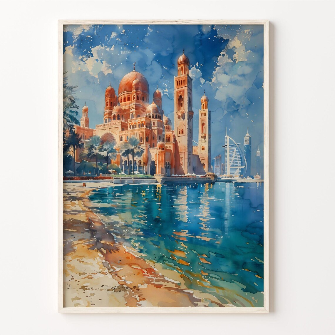 Abu Dhabi Watercolor Painting, Travel Poster