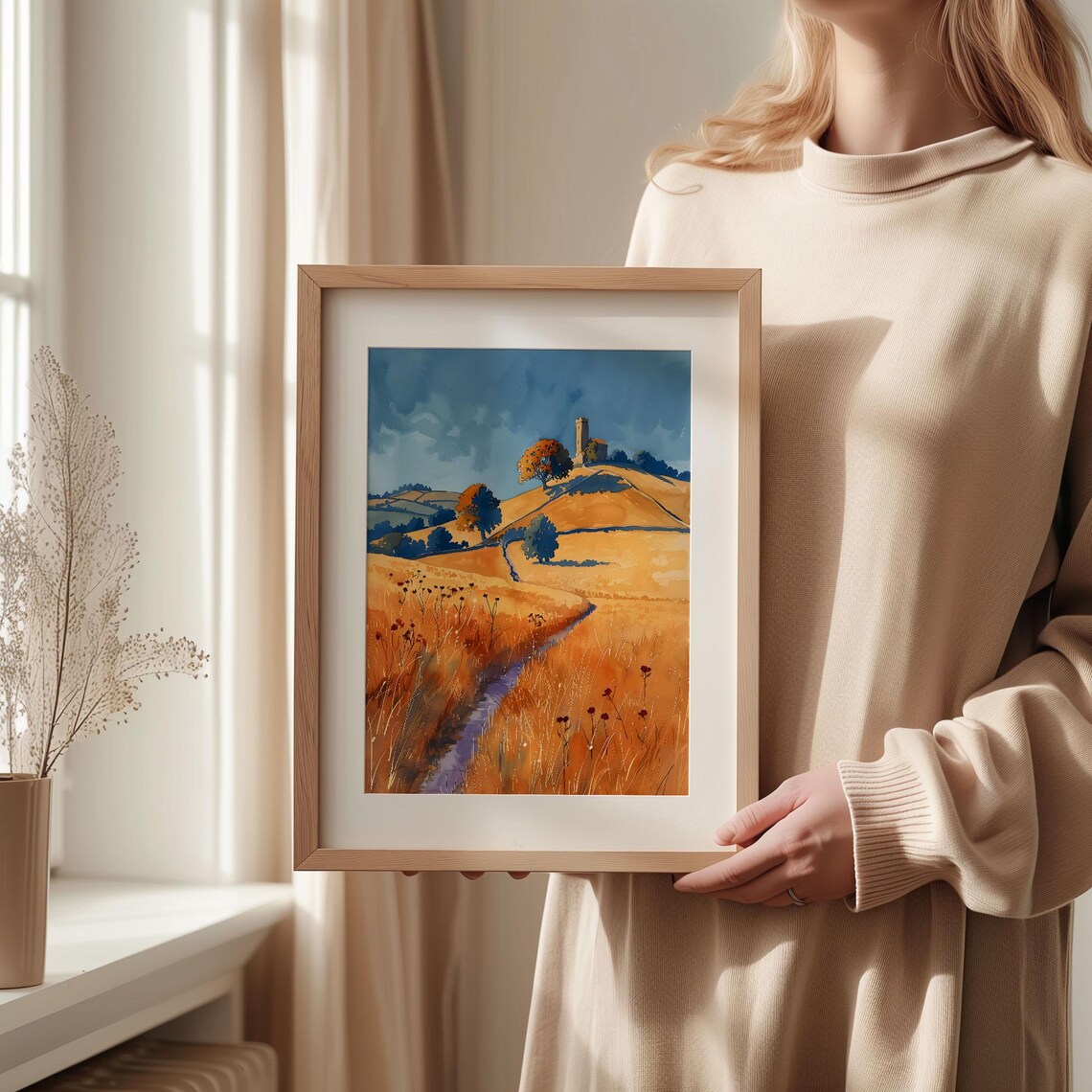 Glastonbury Tor Watercolor Painting Art Print, England - Image 2