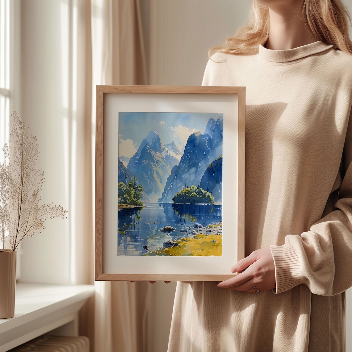 Milford Sound Watercolor Print, New Zealand Travel Poster - Image 2