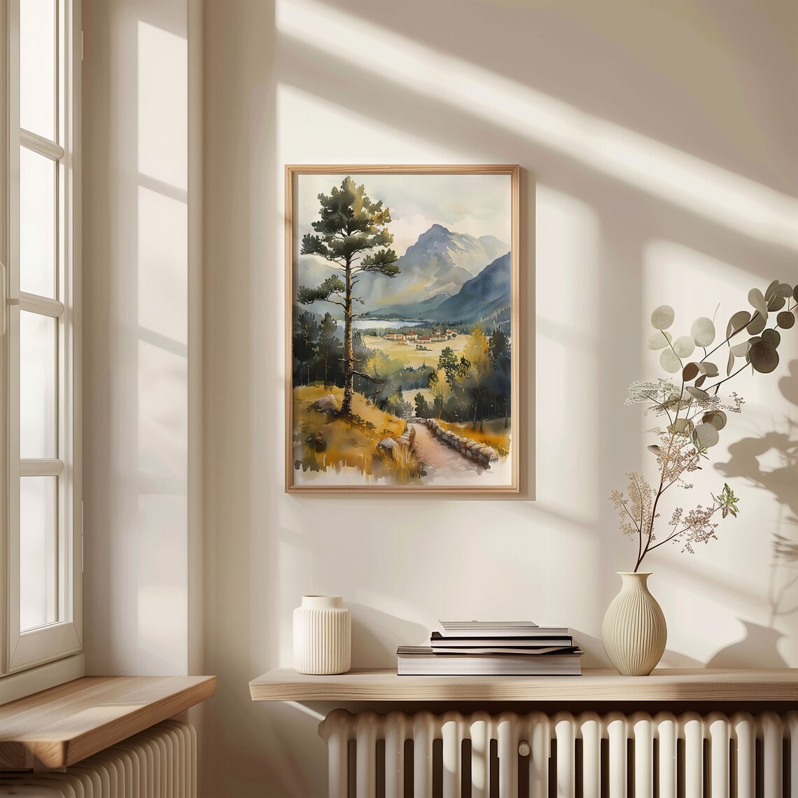 Scottish Highlands Mountain Valley Pine Lake Watercolor Travel Poster - Image 4