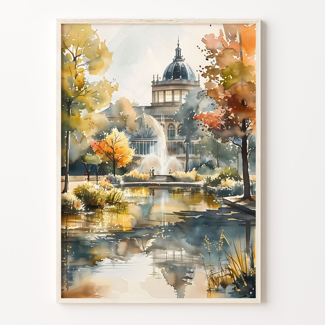 Madrid Watercolor Painting Palacio De Cristal Travel Poster