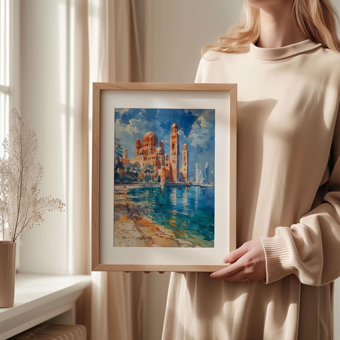 Abu Dhabi Watercolor Painting, Travel Poster - Image 2