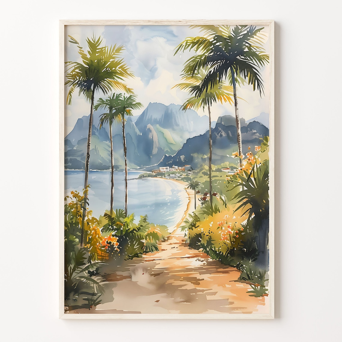 Jamaica Watercolor Travel Poster, Caribbean Wall Art