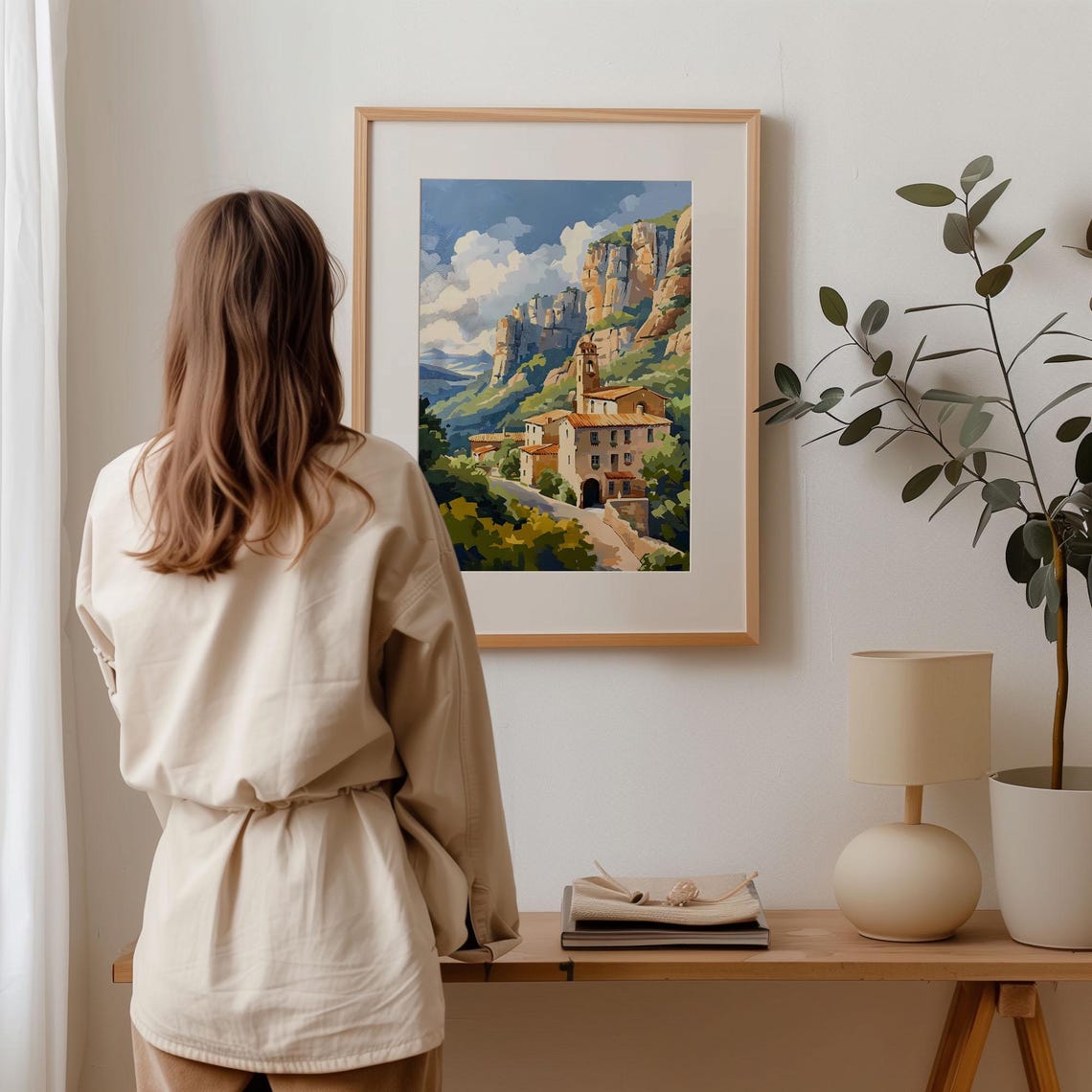 Montserrat Monastery Mountain Watercolor Spain Landscape Poster - Image 4