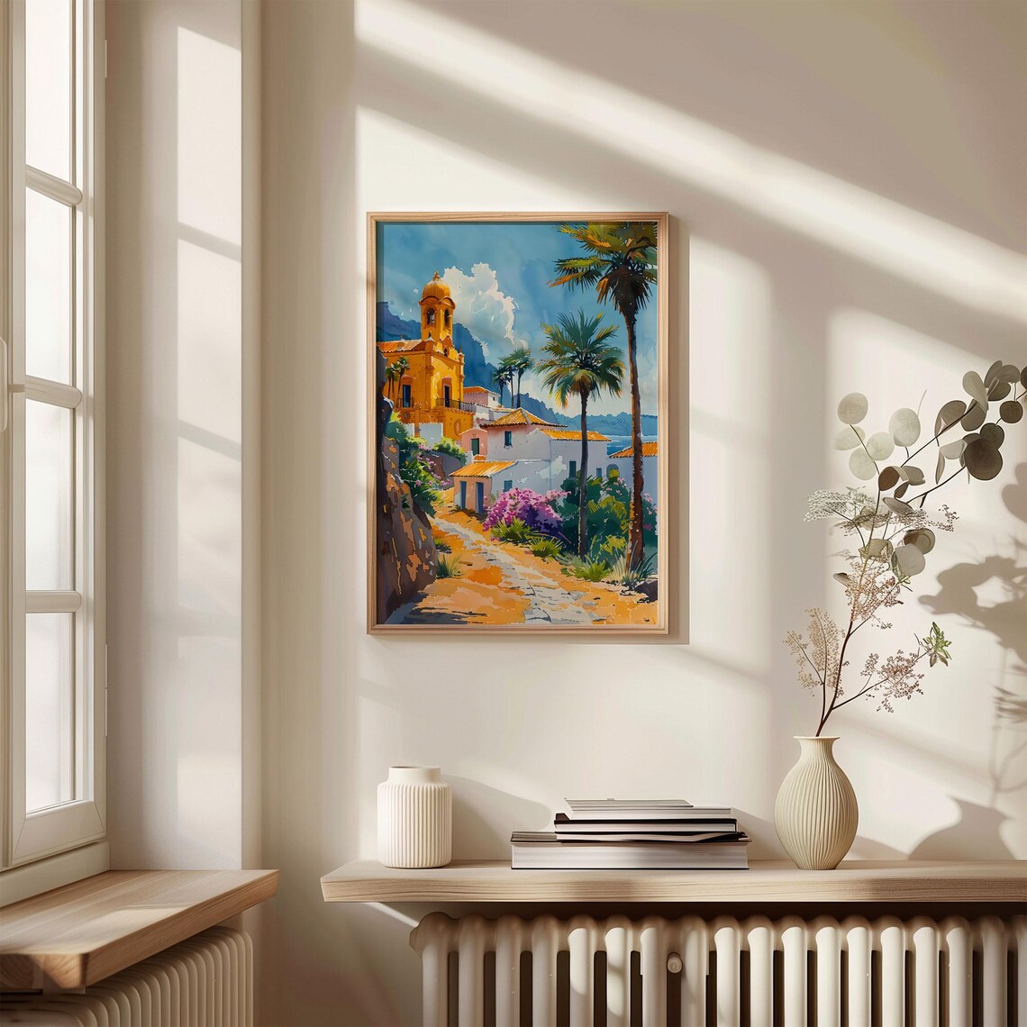 Gran Canaria Spain Sunny Island Church Watercolor Painting Poster - Image 4