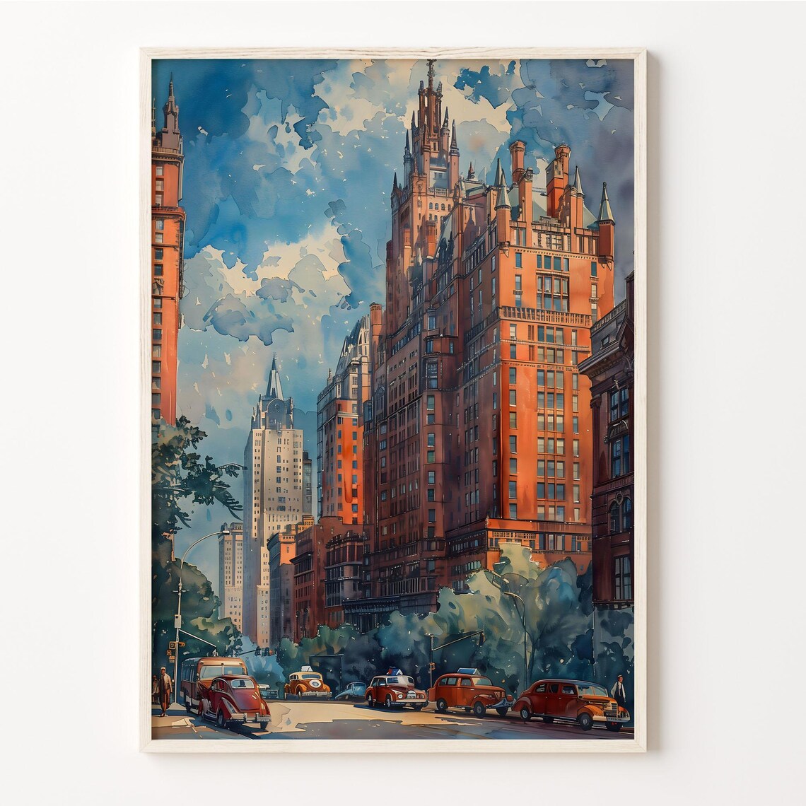 Atlanta Vintage Downtown Street Classic Cars Retro Travel Poster