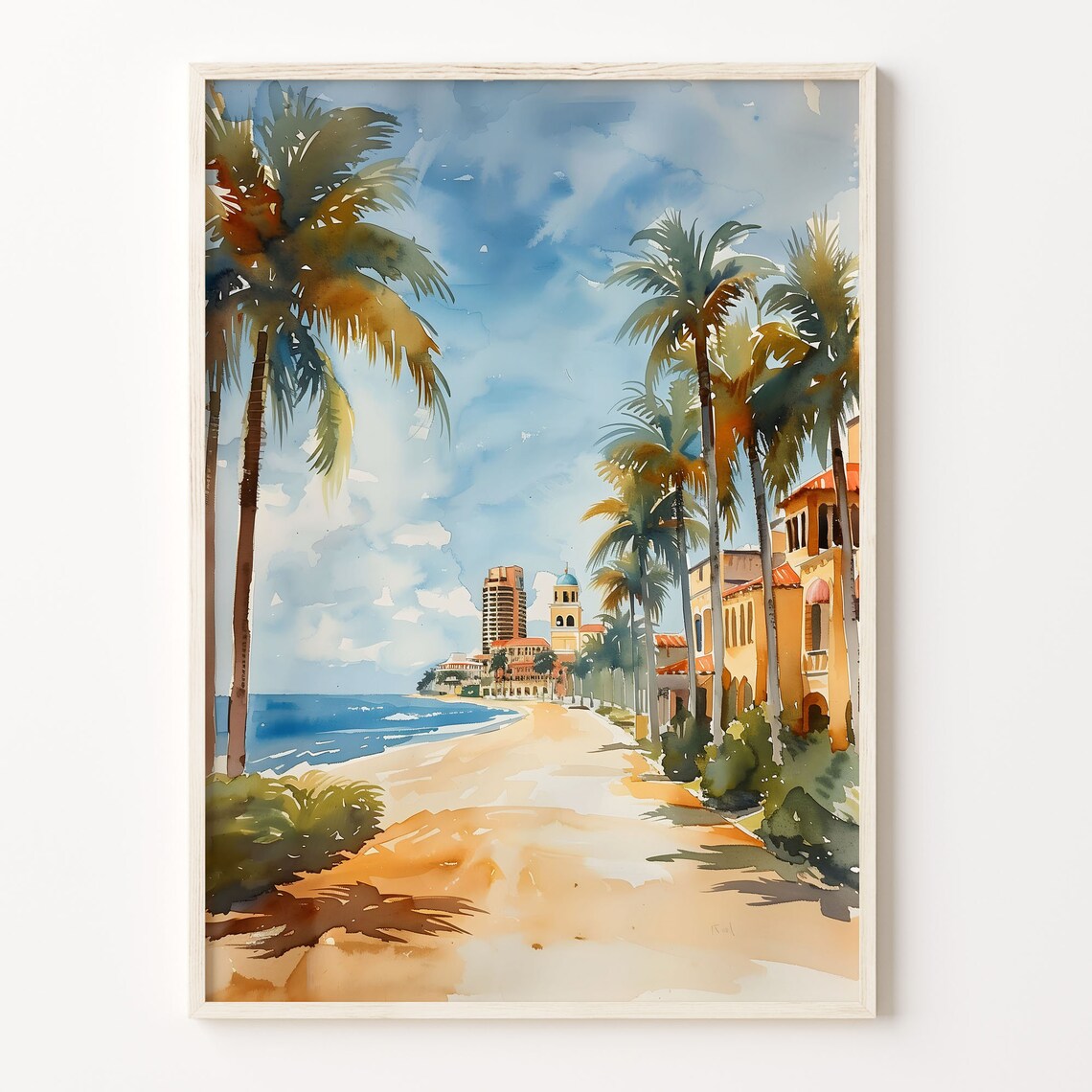 Miami Watercolor Painting Travel Poster