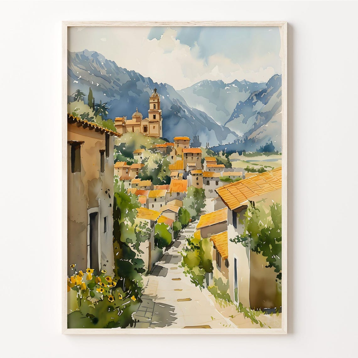 Cusco Peru Andean Mountain Village Watercolor Painting Poster