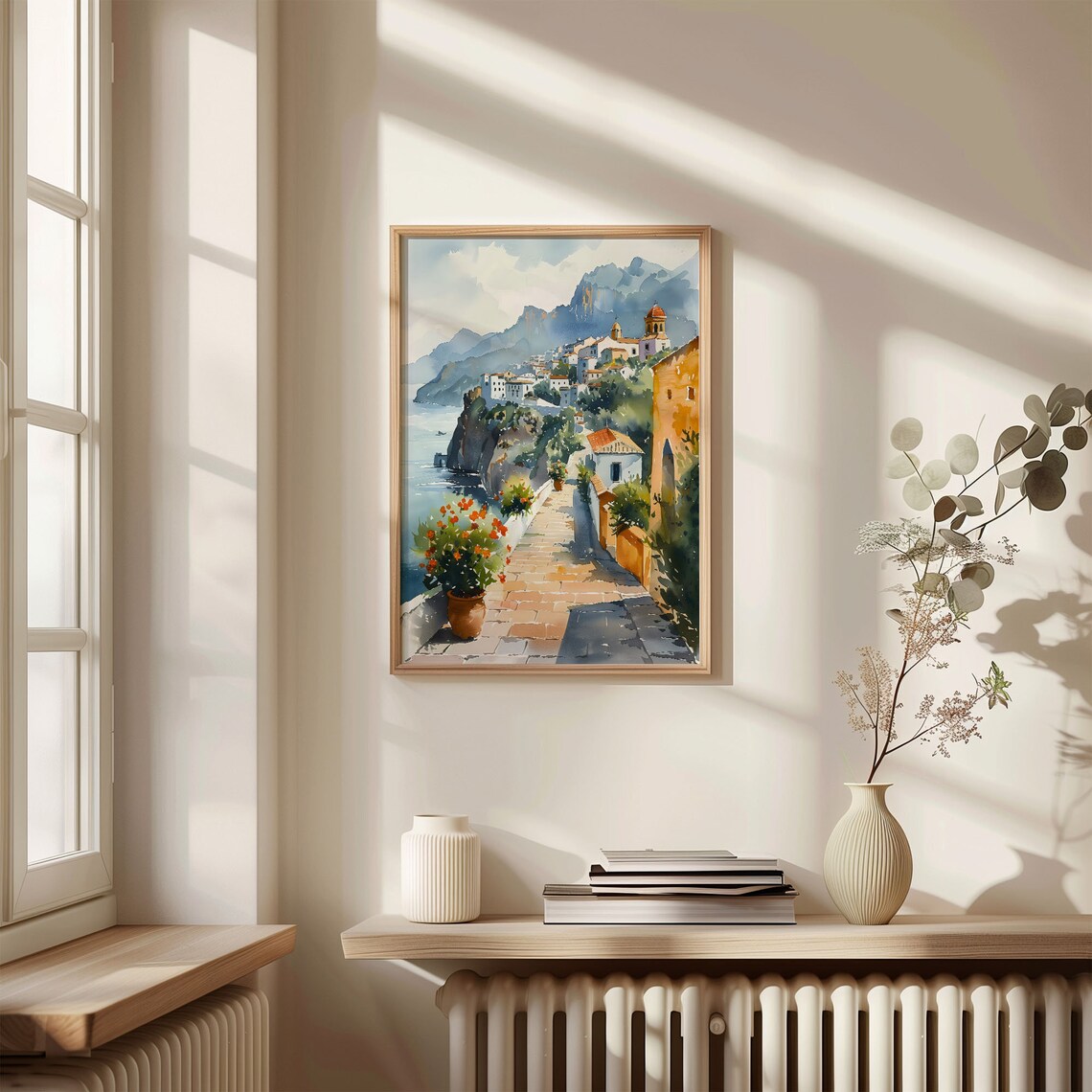 Ischia Italy Island Cliffside Coastal Village Watercolor Poster - Image 4