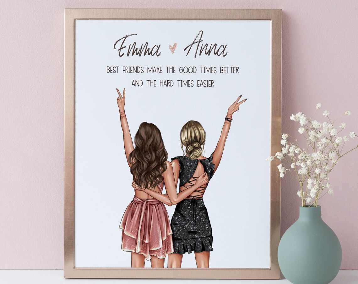 Personalized Best Friends Print Emma Anna Peace Signs Dresses - Image 2