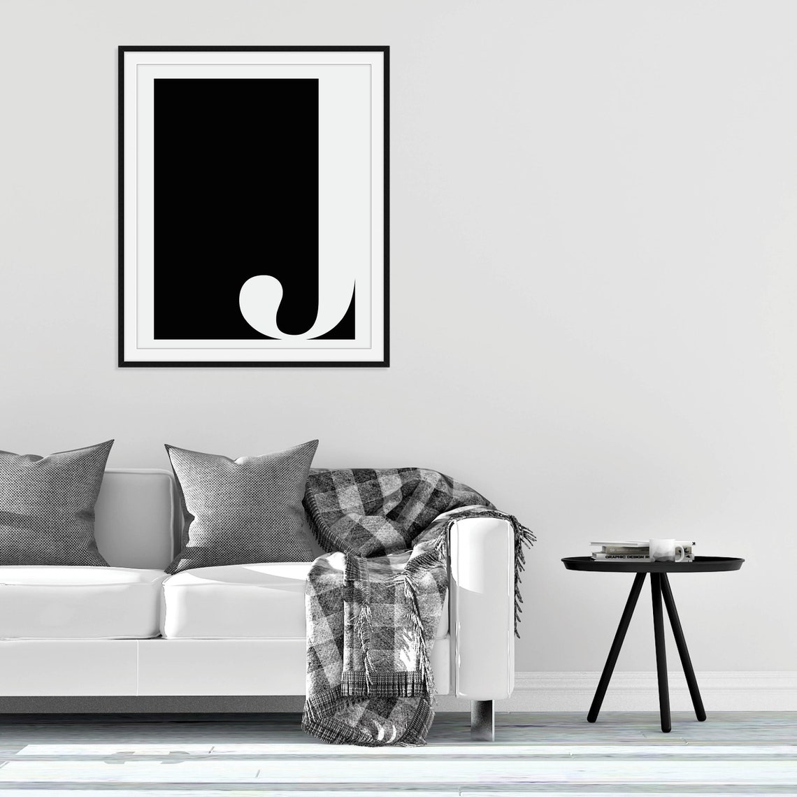 Monogram Initials Letter Black White Modern Gallery Wall Art Set - Image 3